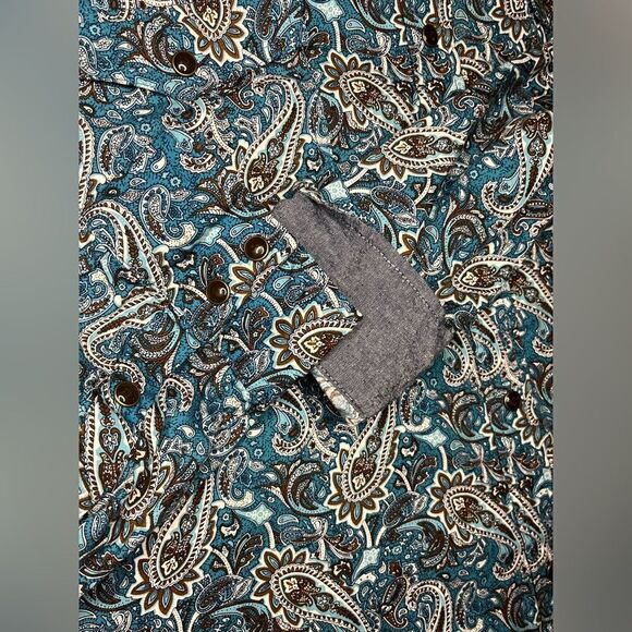 Cody James Refresh Large Paisley Print Long Sleeve Snap Western Shirt sz 2XL - Picture 8 of 10